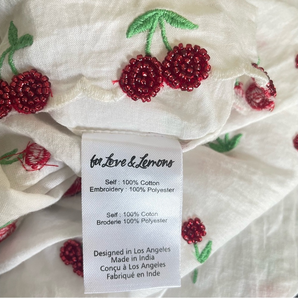 New! For Love & Lemons White & Red Beaded Cherry Slip Mini Dress 26989 - Picture 13 of 15